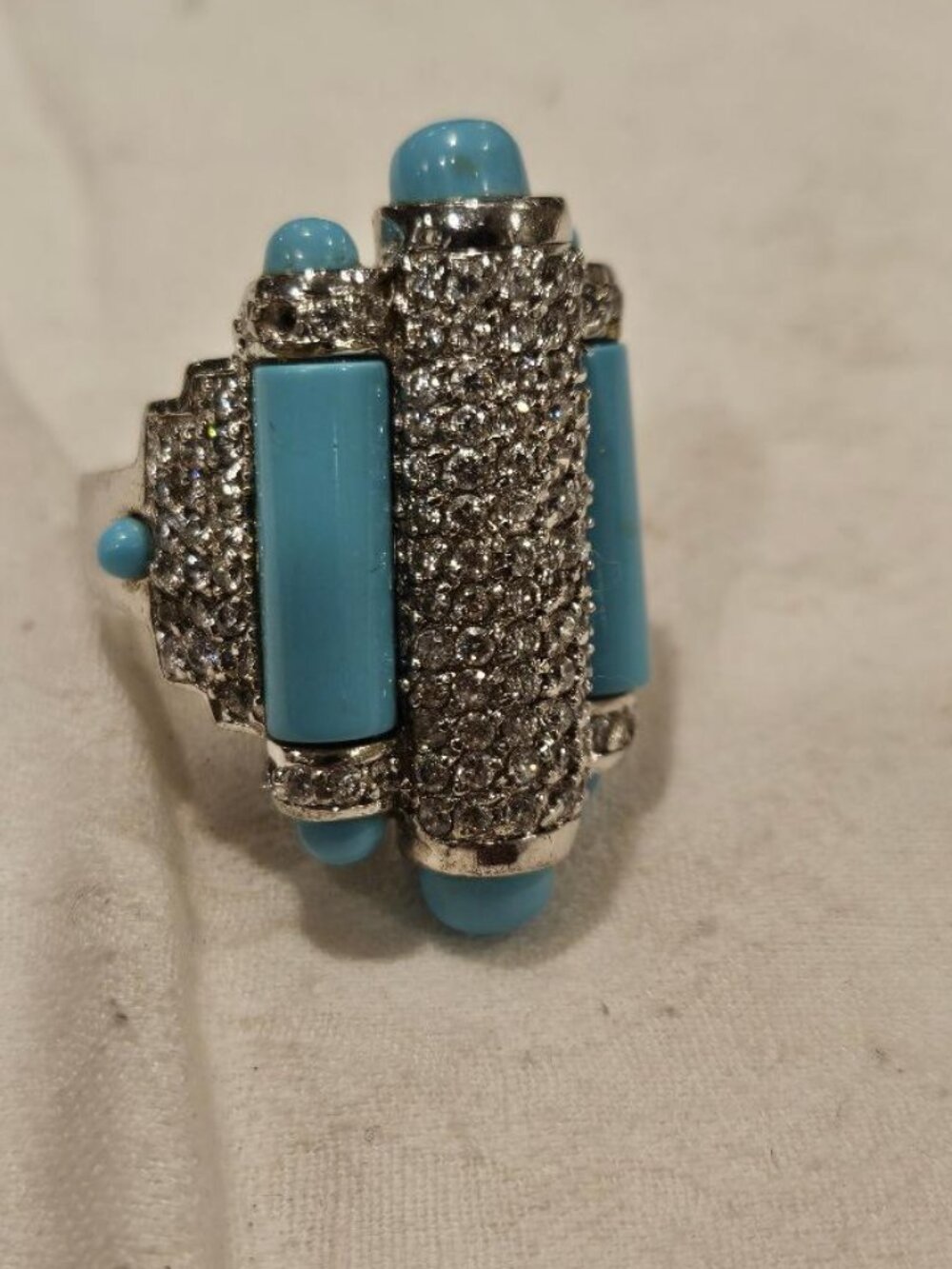 Authentic MILOS Massive 925 Sterling Shield Ring • Heavy 23.7g • Sz 6.5